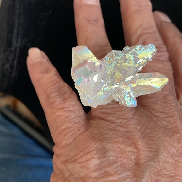 Vintage Aura clear crystal adjustable ring - Picture 4 of 7